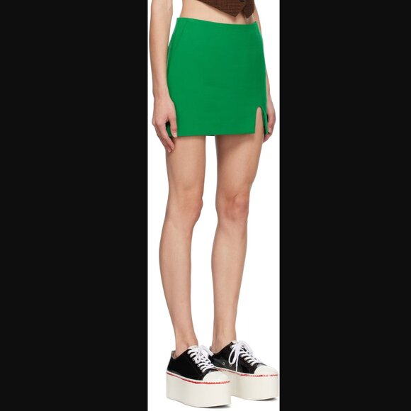 Pushbutton SSENE Exclusive Green Slit-Cut Miniskirt - Picture 2 of 4